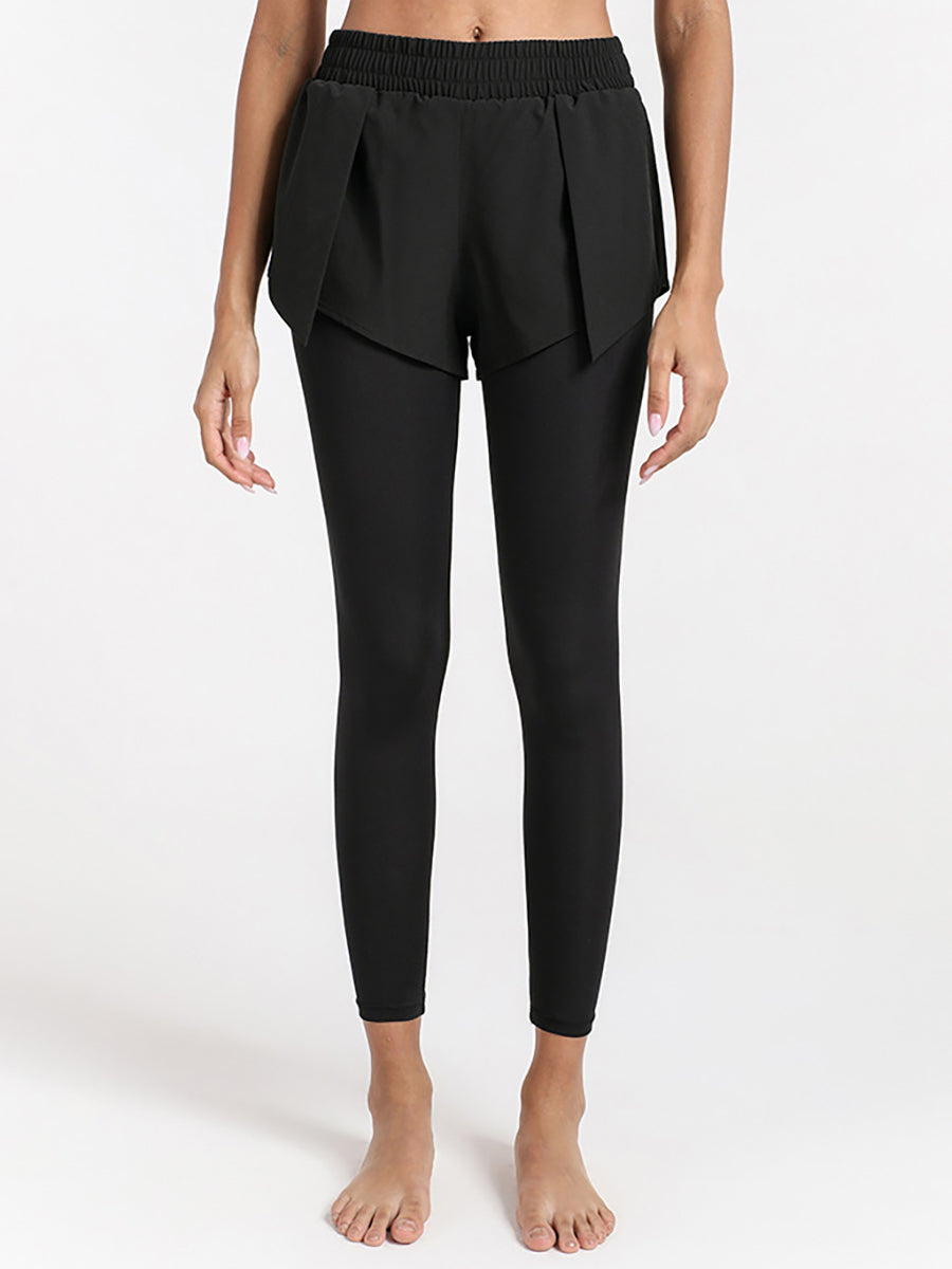 Fake Two-piece Yoga Stretch Tights Fitness Pants