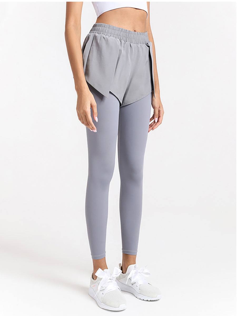 Fake Two-piece Yoga Stretch Tights Fitness Pants