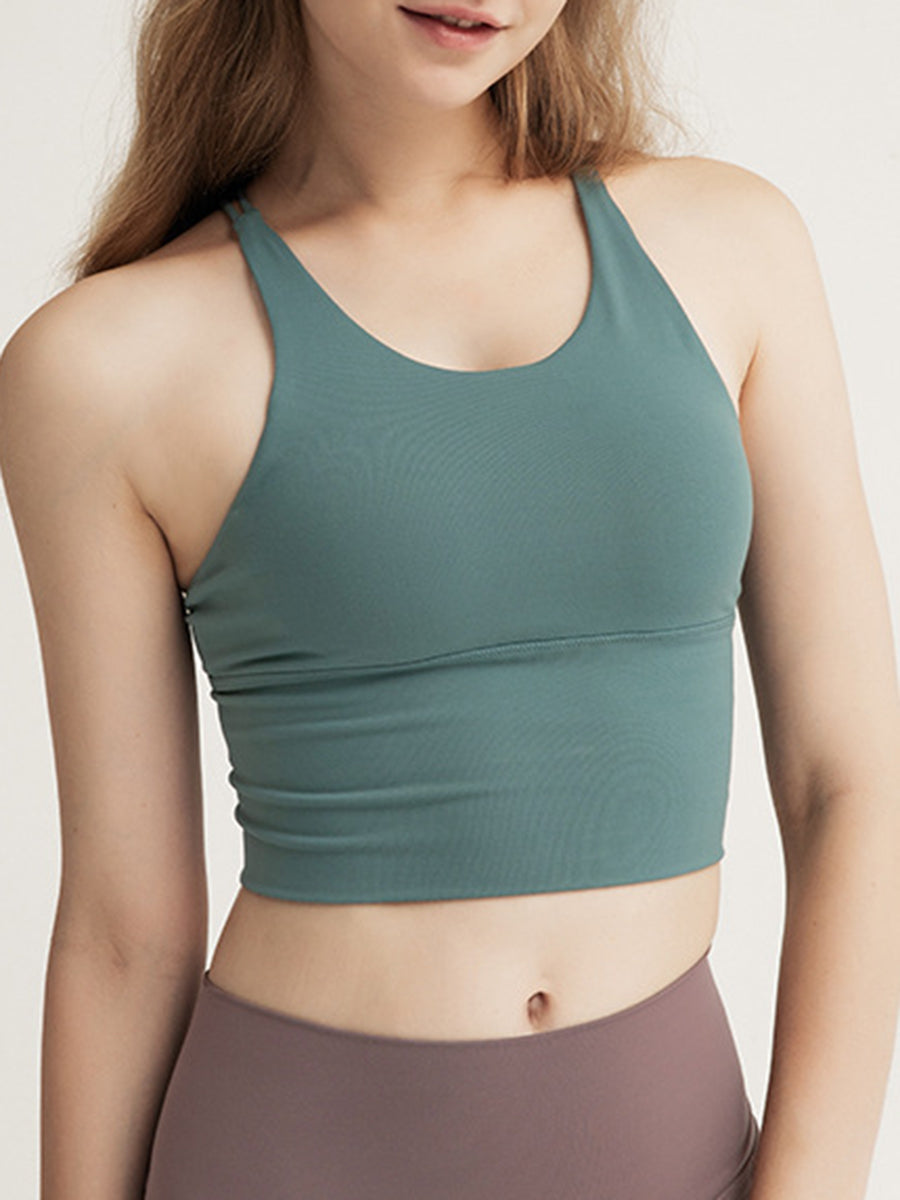 Pure Color Cross Yoga Sports Underwear Bra