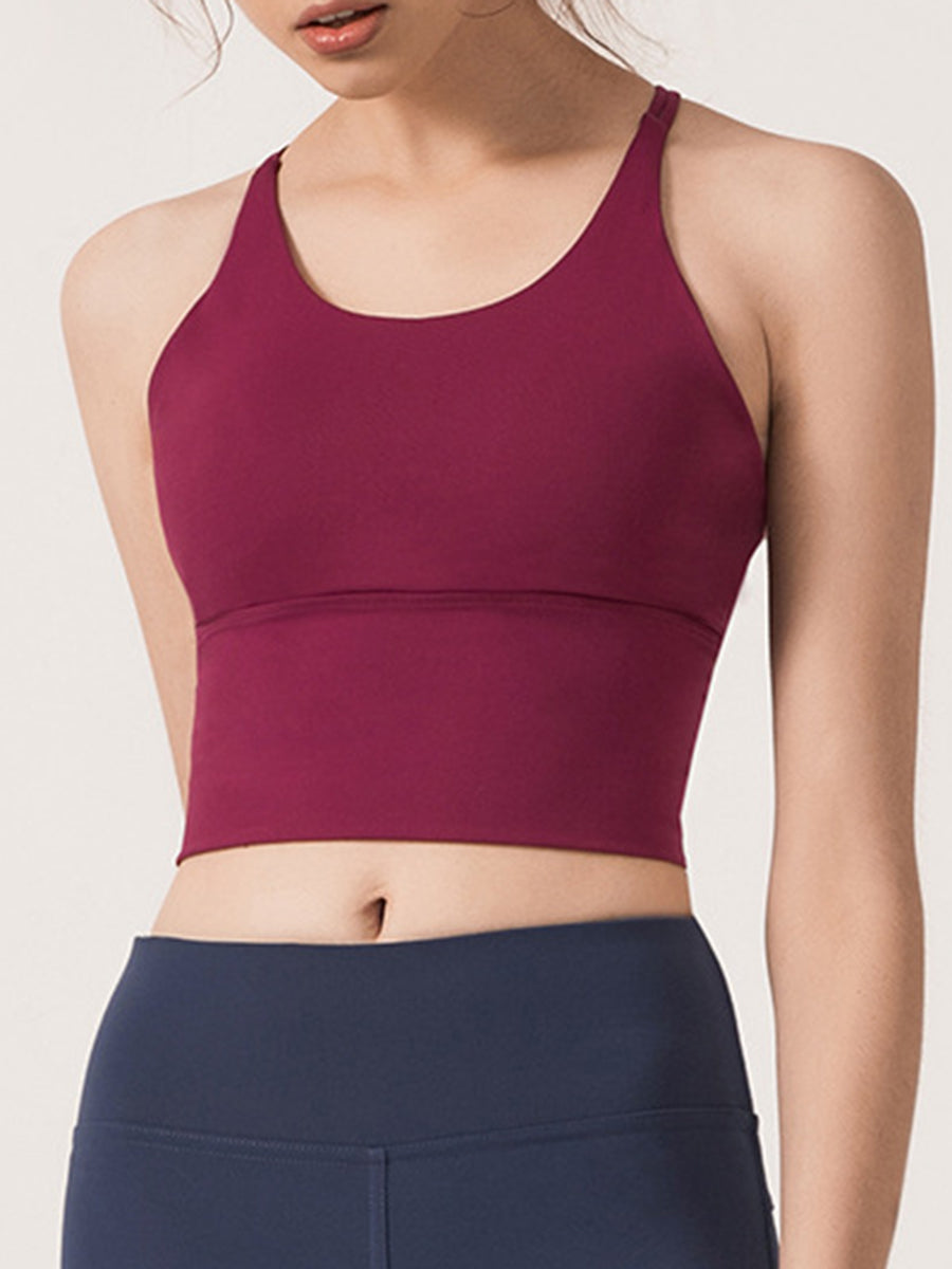Pure Color Cross Yoga Sports Underwear Bra