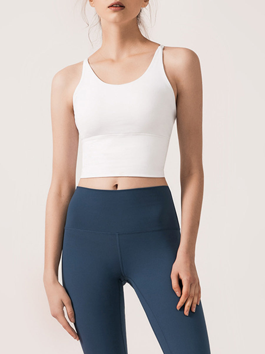 Pure Color Cross Yoga Sports Underwear Bra