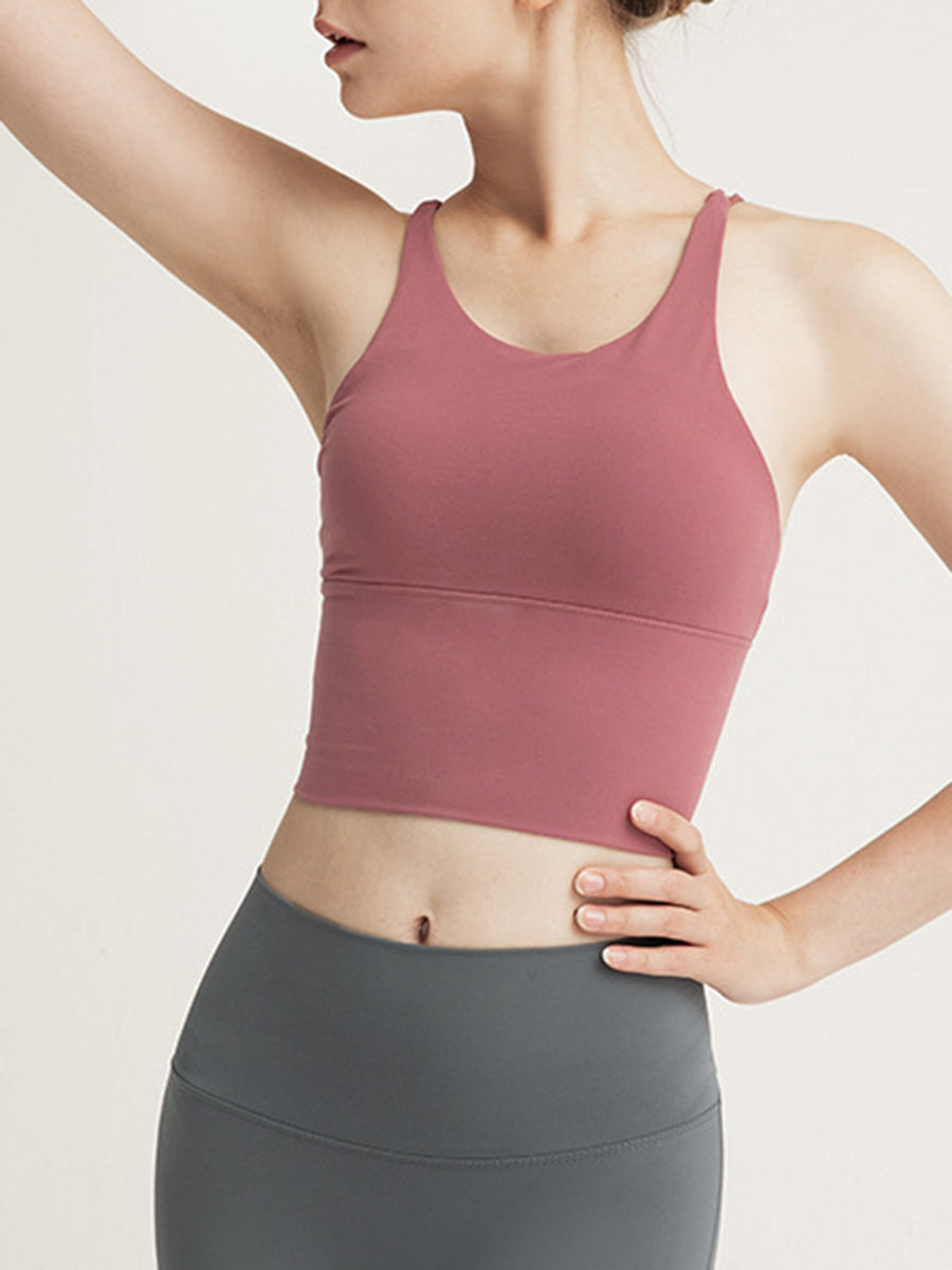 Pure Color Cross Yoga Sports Underwear Bra