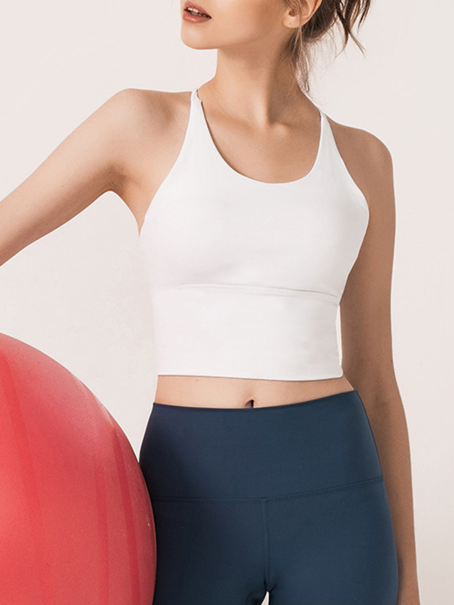 Pure Color Cross Yoga Sports Underwear Bra