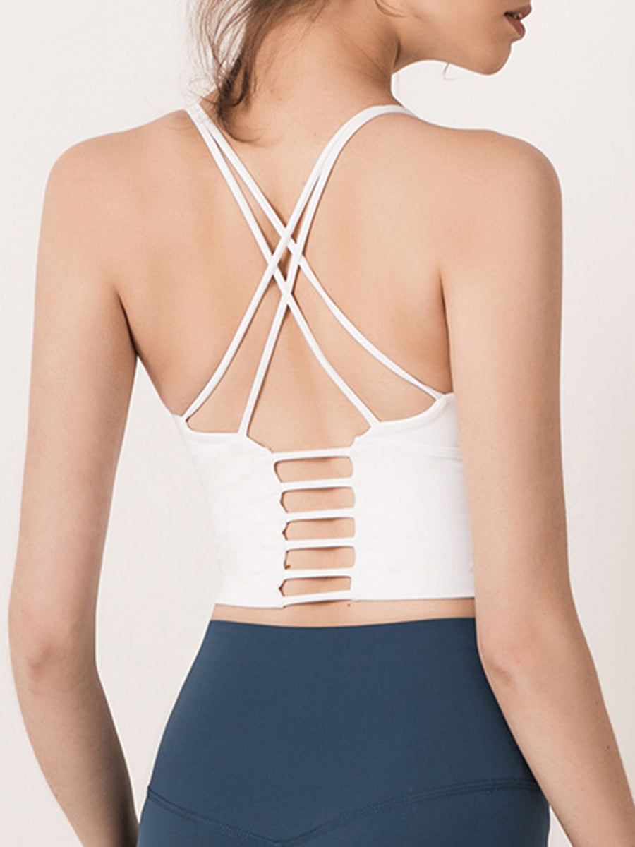 Pure Color Cross Yoga Sports Underwear Bra