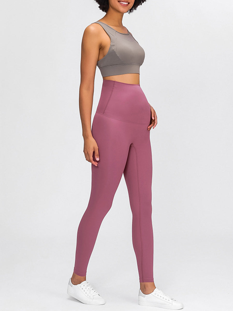 Pure Color Stretch High Waist Wrap Yoga Pants